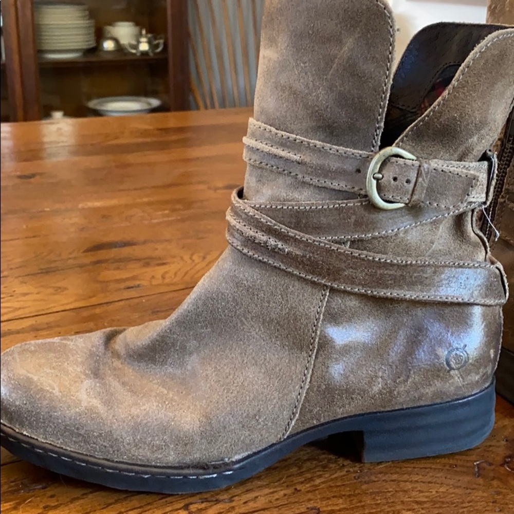 Born Brown Leather Zip up Boots, Size 9